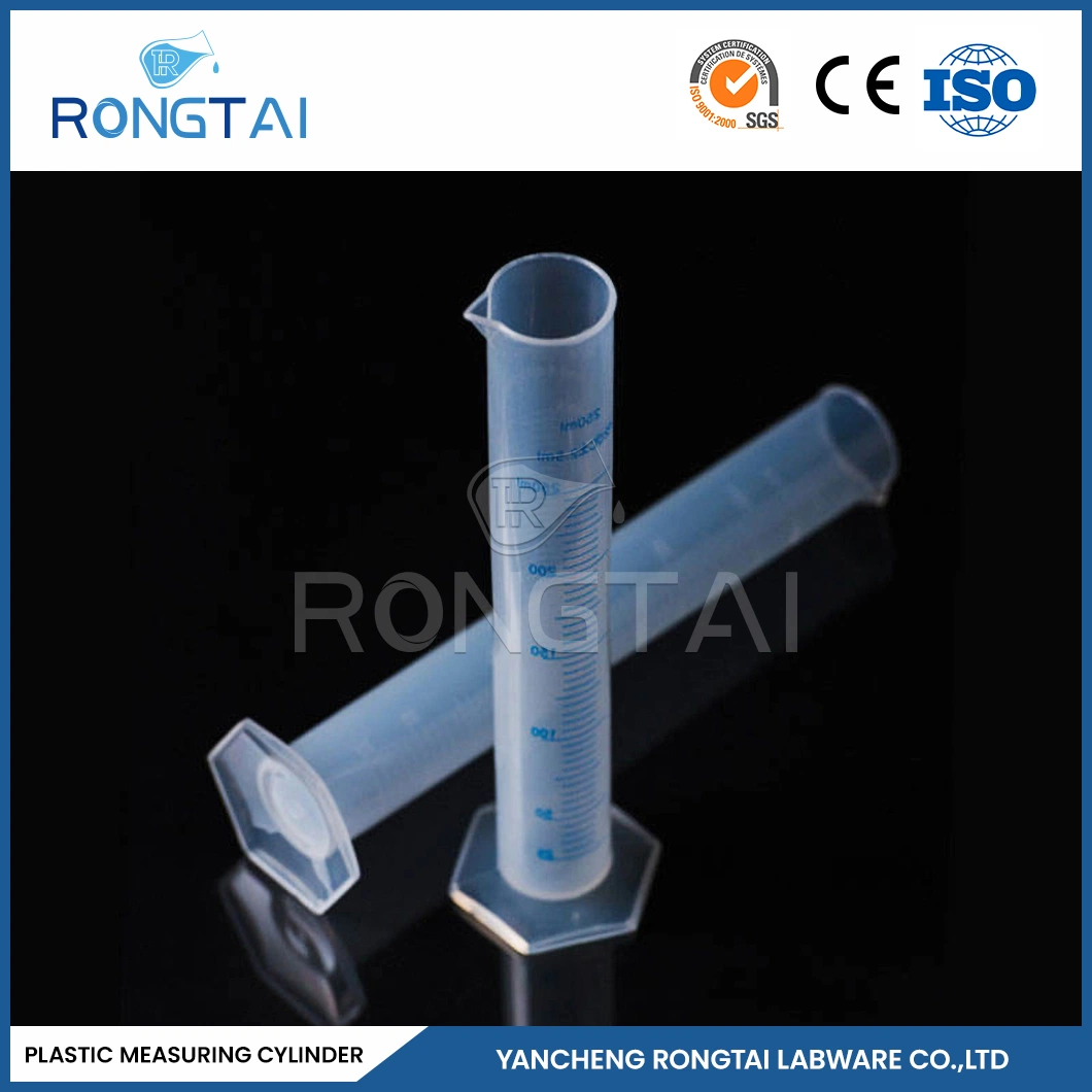 Rongtai Plastic Laboratory Containers Suppliers PP Plastic PP Lab Measuring Cylinder China 100ml 250ml 500ml 50 Ml Plastic Measuring Cylinder