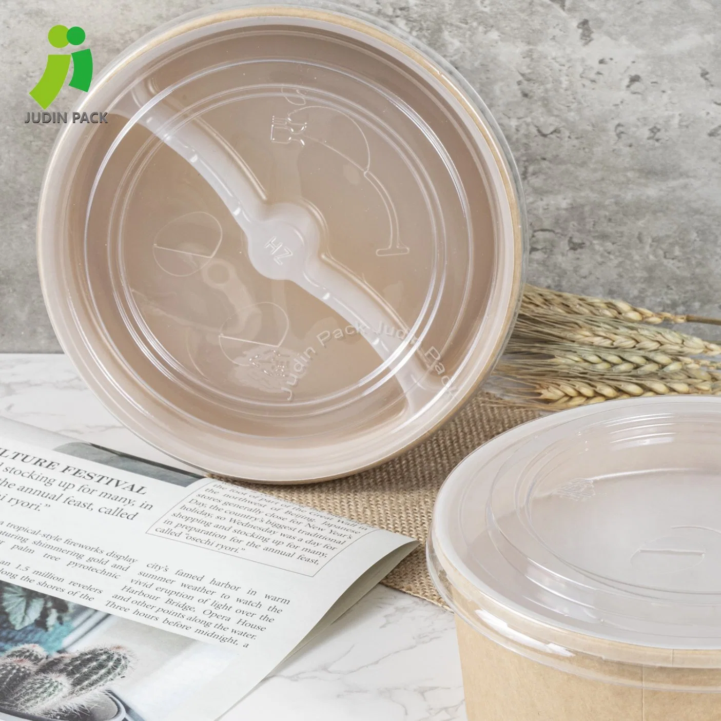 1100ml Disposable Oil Proof and Leak Proof Food Container Paper Salad Bowl