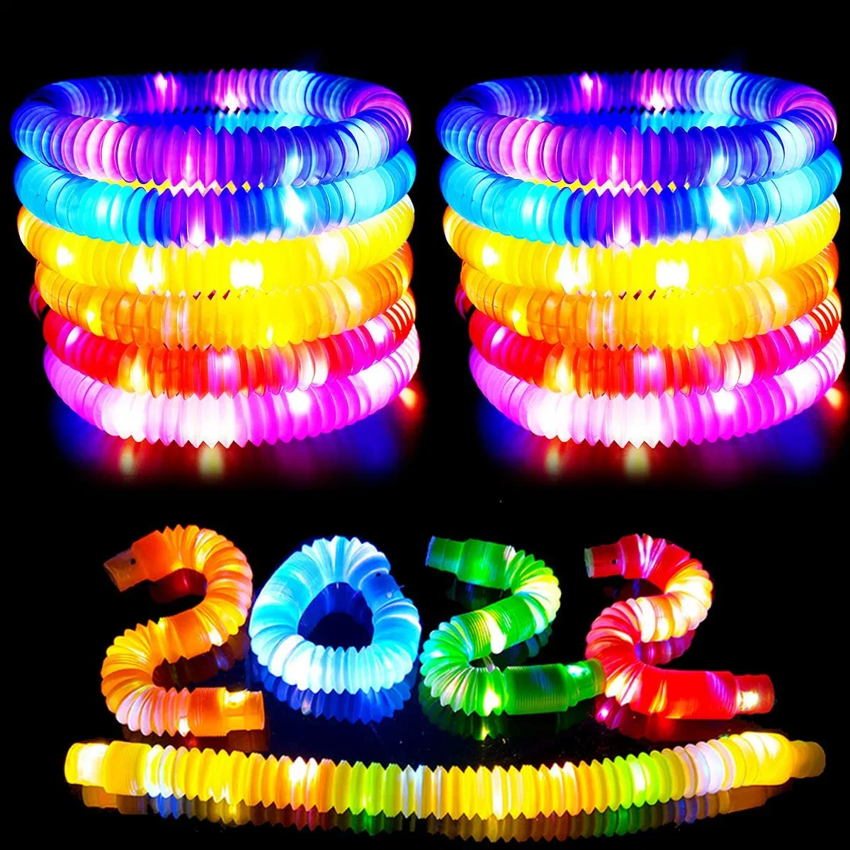 Plástico Colorful Stretch decompresión tubo Juguetes LED tubo pop Juguetes