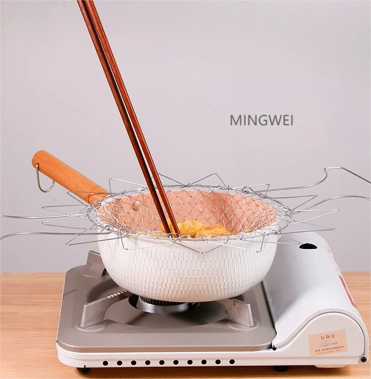 Cesta de Fry profunda de Mingwei Acero inoxidable Cocina de chef plegable multifunción Cesta flexible de Cocina herramienta para lavar fruta de alimentos frailed