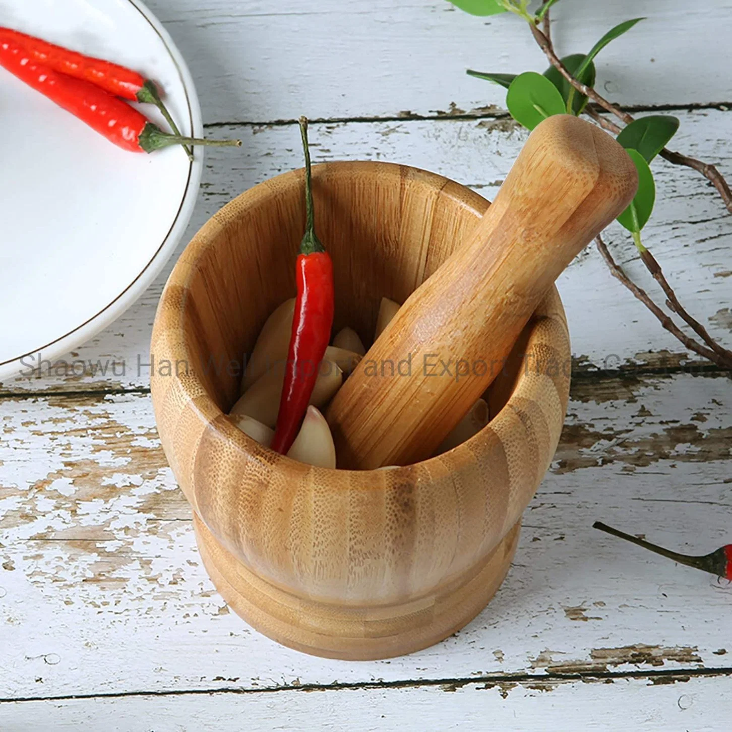 Bamboo Mortar and Pestle Sets as Kitchen and Pharmacies Tools