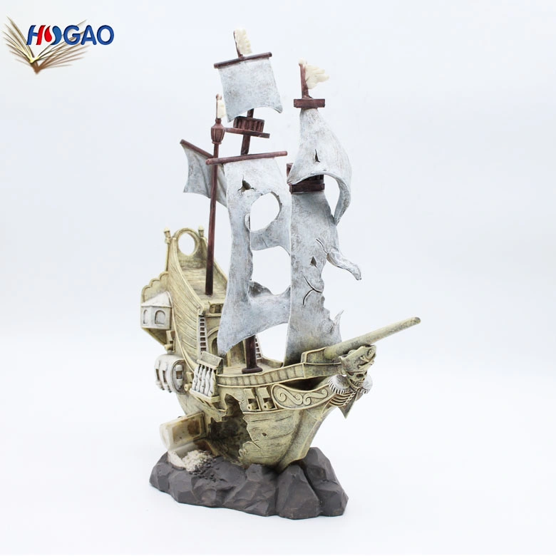 Decoração doméstica Figurine Ship modelo de vela de resina artesanal