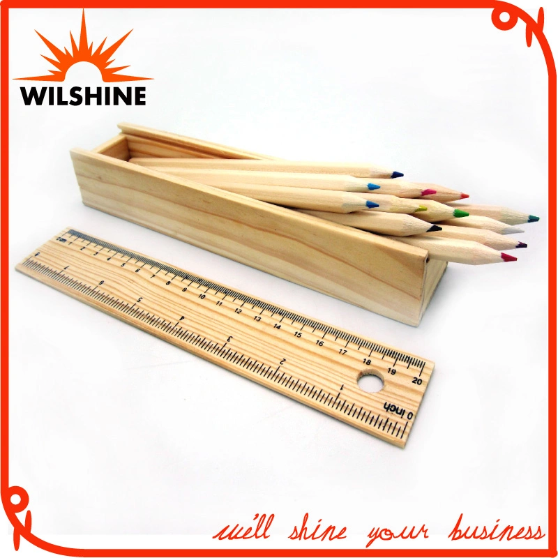 7&prime; Wooden Color Pencil with Ruler Lid for Gift (MP0013)