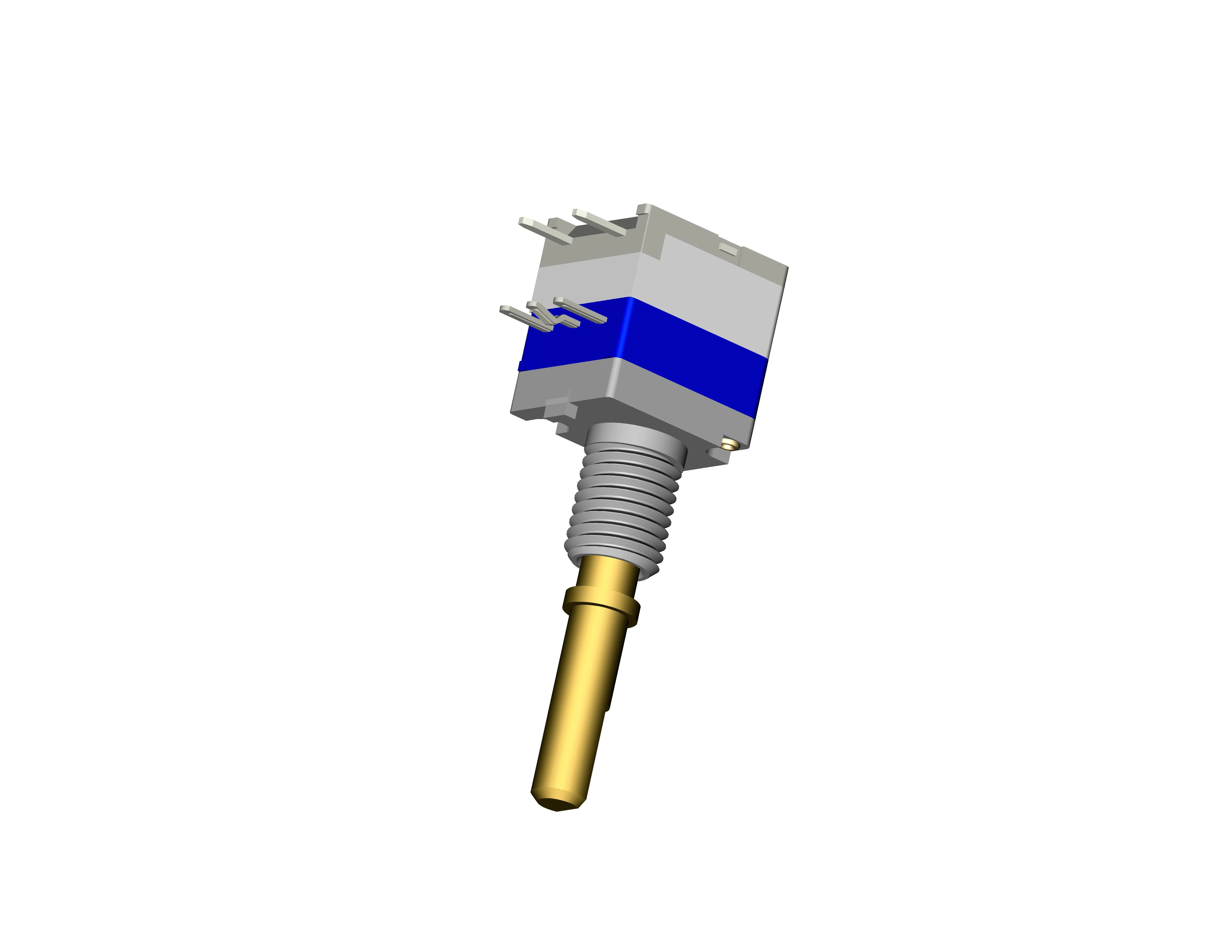 Potenciómetro giratorio de eje de metal sellado de unidad única serie 09mm con Pulse el interruptor 1,5 de desplazamiento