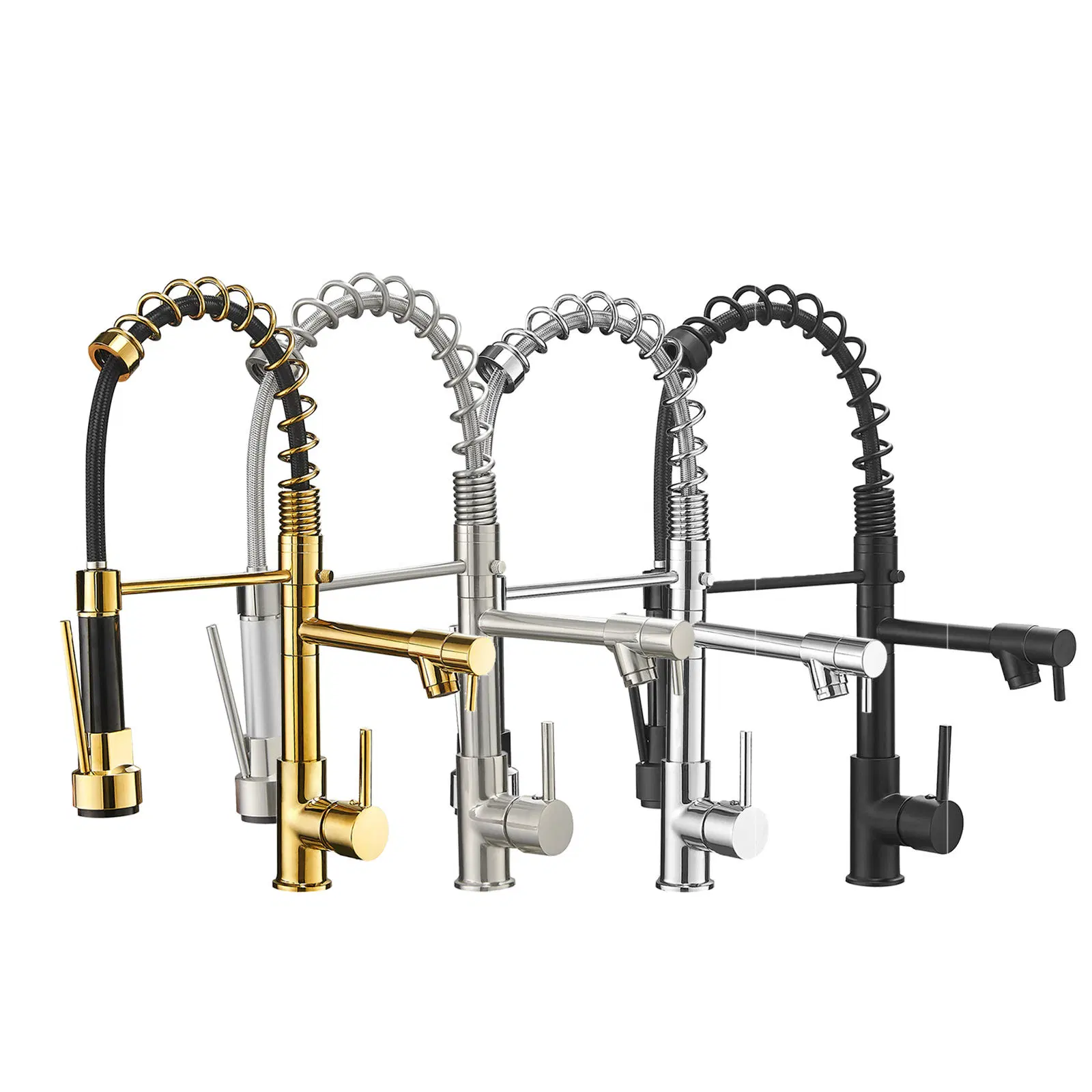 Brass Sinks Mixer Water Faucet Tap Manufacturer Single Handle Lever Pre-Rinse Spring Pull out Kitchen Sink Faucet Taps with Pull-Down Sprayer