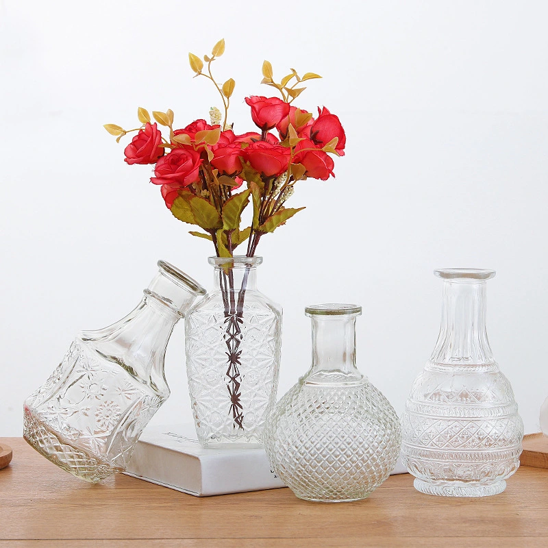 الجملة أسلوب النورديك Creative Small Glass Vase للديكور المنزلي، الشكل التوضيحي، زجاجة زجاجية ملونة، سطح طاولة، Dry Flower Ware