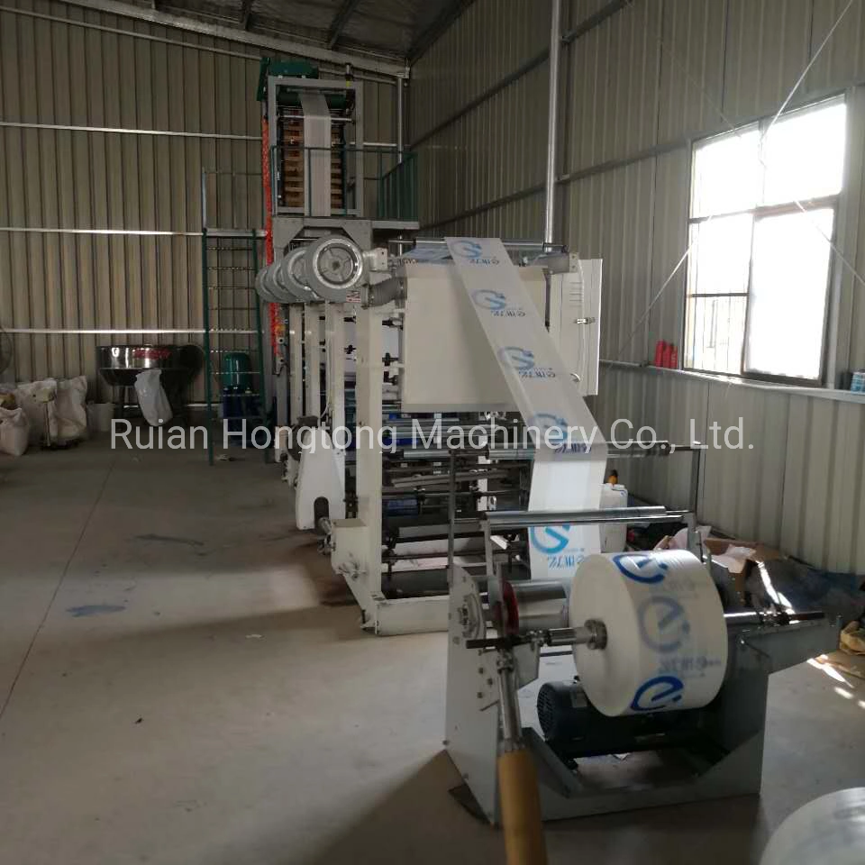 High Speed Single 1 Screw HDPE LDPE LLDPE PE Plastic Bioplastic Biodegradable Blown Film Blowing Machine Extruder with 1 2 Color Gravure Printing Machine Press