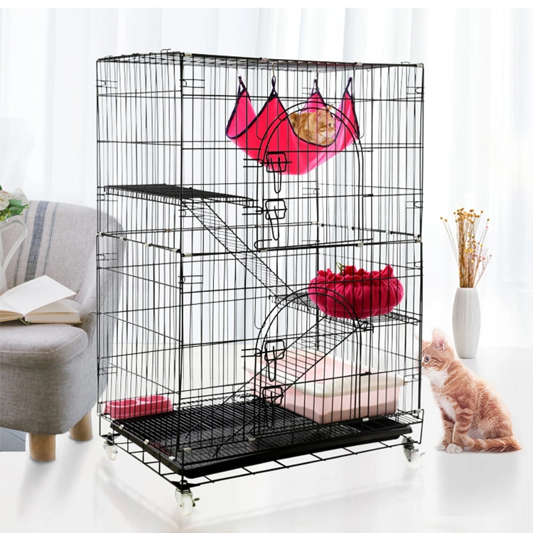 Factory Cheap Indoor Outdoor Metal Large Stainless Steel Wire Pet Cat Villa House Cage Foldable