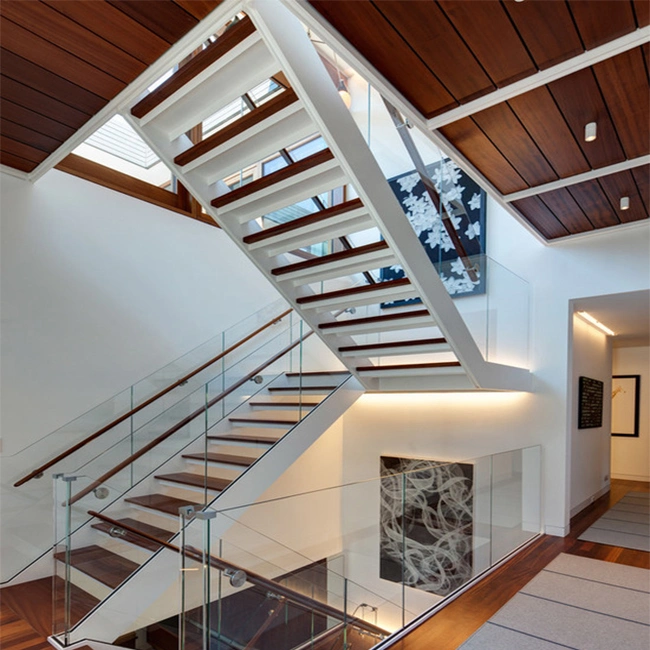 Best Sale Indoors Modern Design Steel Wood Prefabricated Straight Staircase