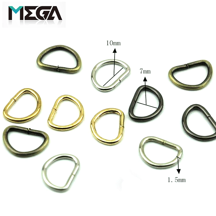 High Quality Spot 10mm Iron Stainless Steel Handbag Hardware Ring for Key Chain Metal D-Ring D Ring