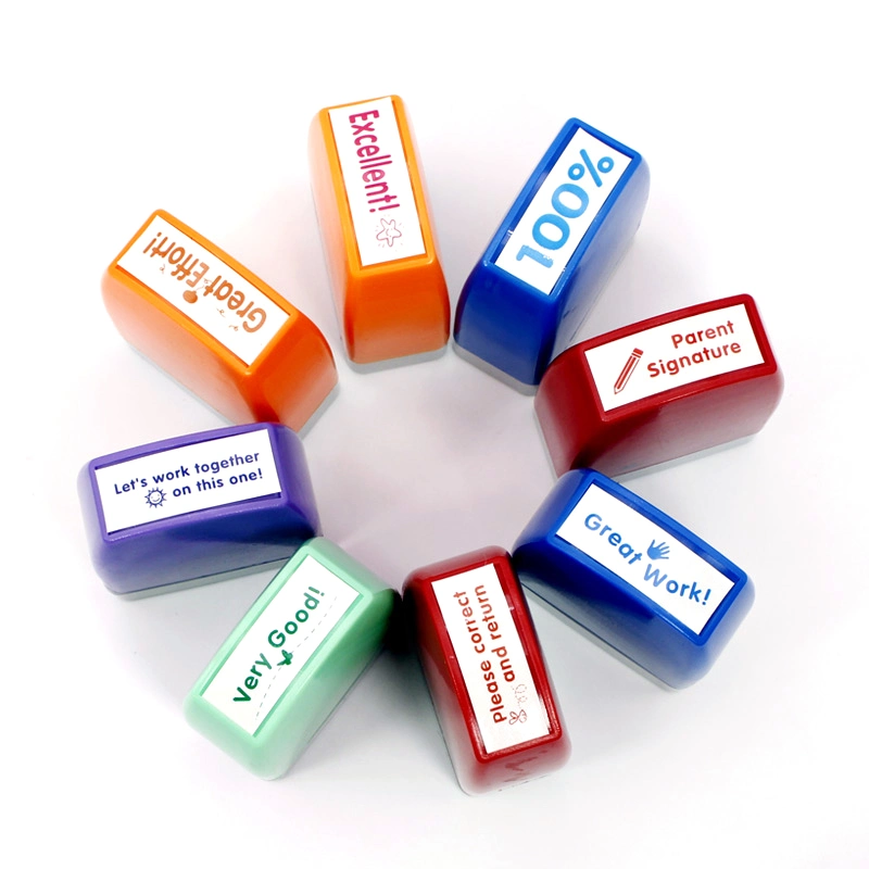 Recompensa de plástico para maestros sellos de enseñanza Personalizar sellos de goma niños personalizados Sello de Auto-Inking de Juguetes
