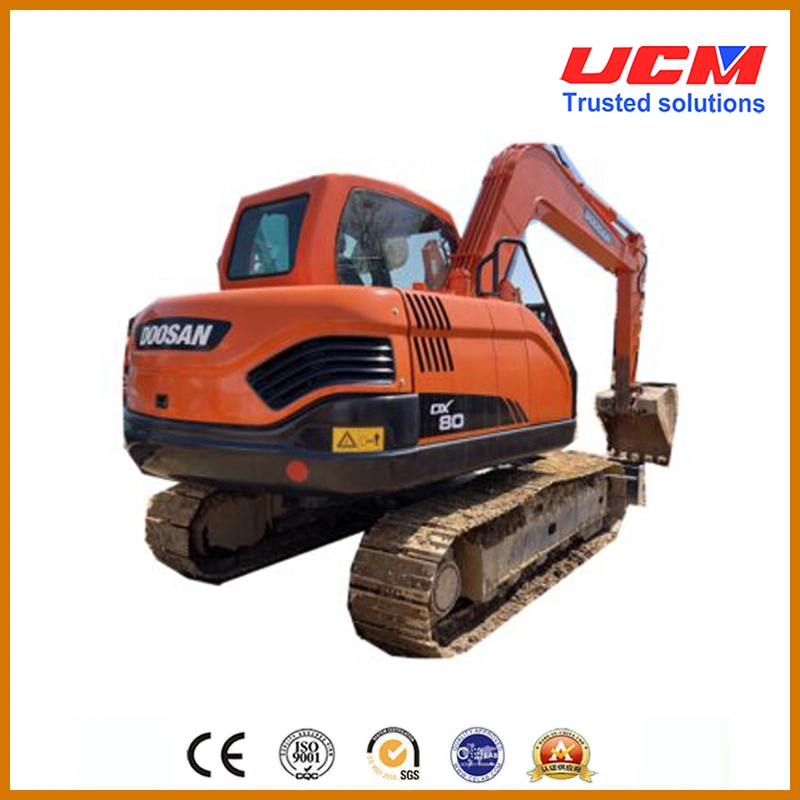 New Used Doosan Dx80 Excavator 8 Tons Backhoe Small Excavator Construction Machinery with Pushing Shovel Crushing Hammer