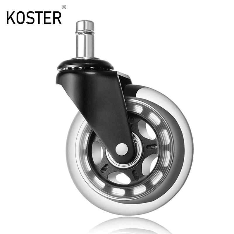 Black PU Transparent Casters Furniture Wheels Office Chair Caster Wear Resistant Silicone Chair Casters