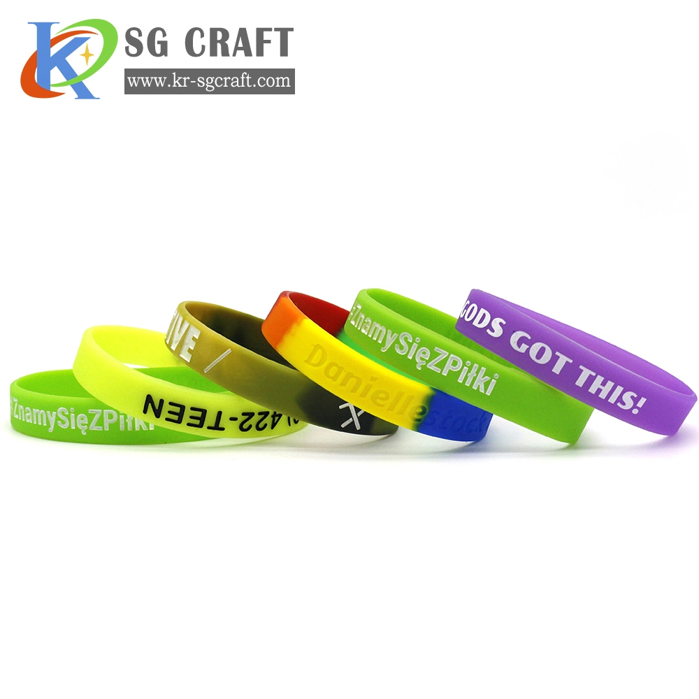 High quality/High cost performance  Customized Printed Logo Rainbow Rubber Adjustable Silicone Wristband
