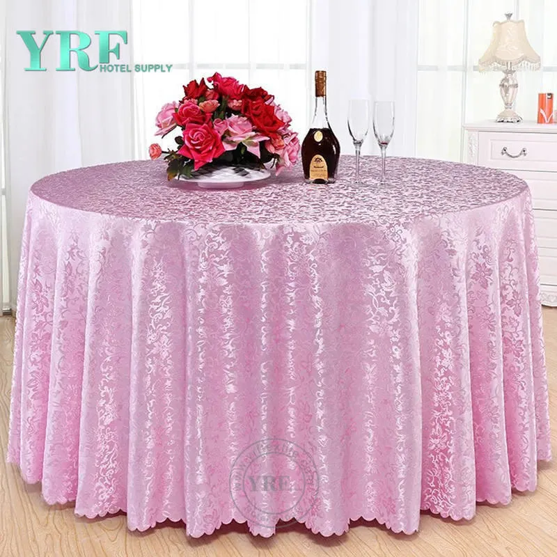 Yrf White Round Damask Fabric Painting Designs on Table Cloth