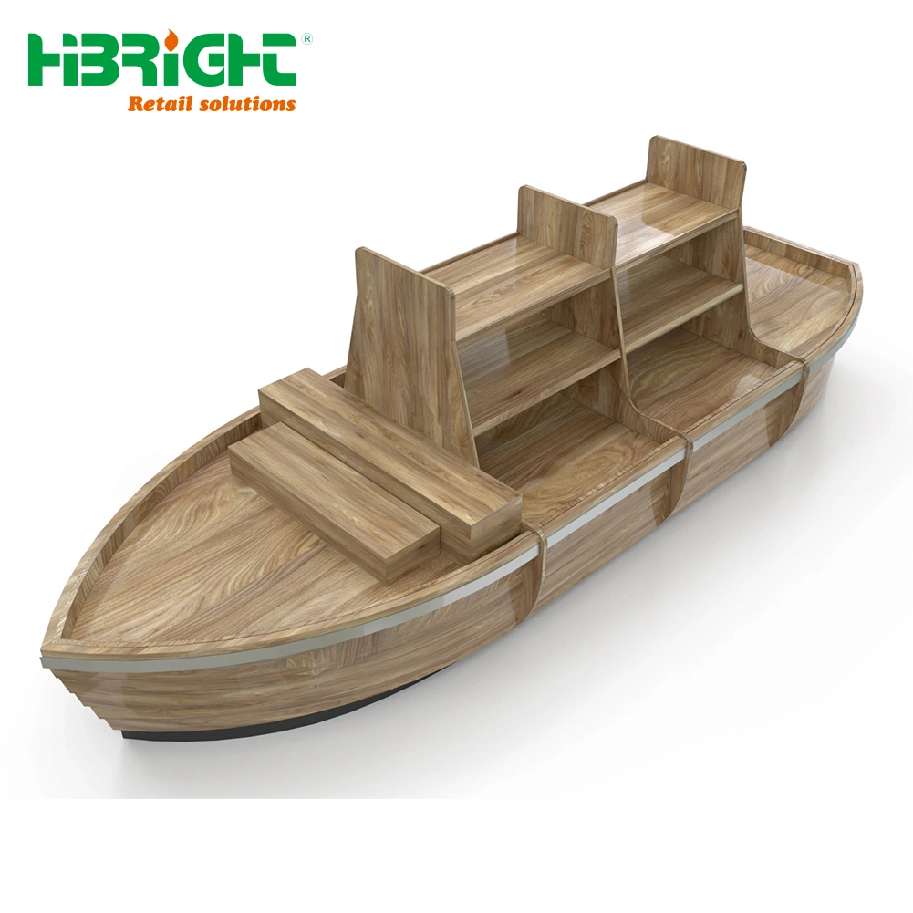 Hypermarket Grocery Supermarket Fruit Market Boat Shape Vegetavle Display Rack