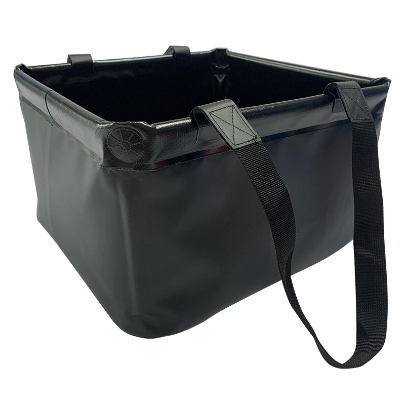 Custom PVC Tarpaulin Portable Camping Sink Washing Bucket with PVC Pad