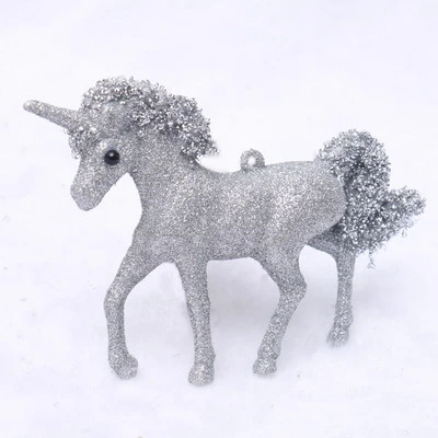 New Design Artificial Plastic Glitter Painted Unicorn