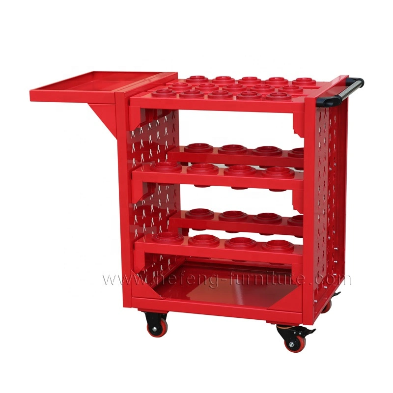 Metal Mobile Cart Red Steel Tool Trolley Cabinet Utility Cart