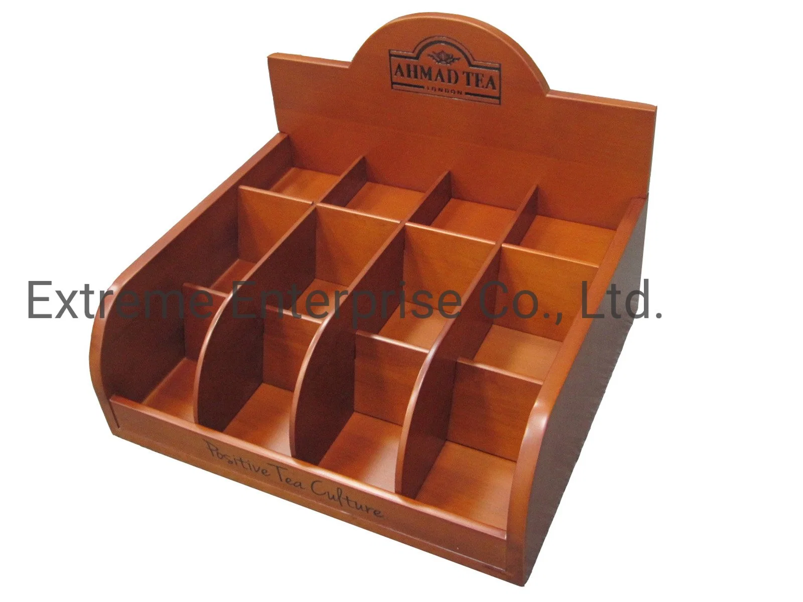 Mejores artesonados de madera dura de color marrón claro expositor de madera para té en las bolsas y bolsitas de té Caja de almacenamiento y organizador de pecho y el soporte con 12 compartimientos