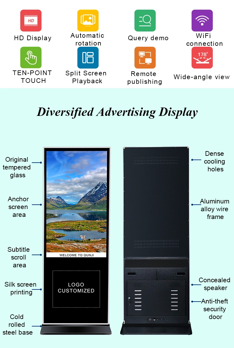 High-Quality 55inch Touch Screen LCD TV Digital Signage LCD Media Ad Players