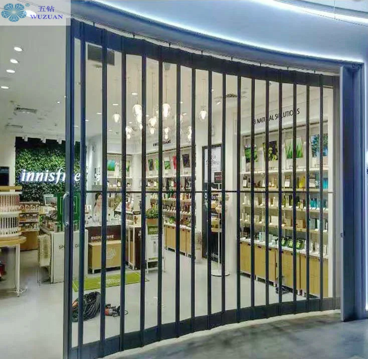 Commercial Shop Front Transparent Polycarbonate Aluminium Sliding Door Mall Metal with Durable PVC Panels Folding Accordion Doors