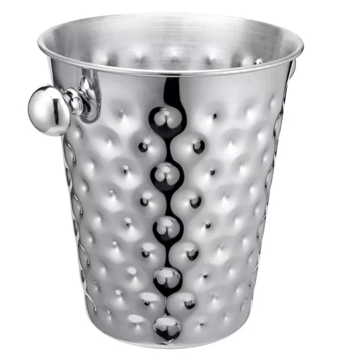 Ice Bucket Water-Ripple Style Stainless Steel Ice Cube Burket with Handle