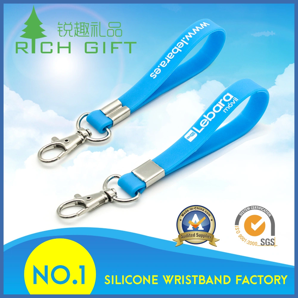 Souvenir Custom Silicone Wristband Keychains/ Keyrings with Designed Logo