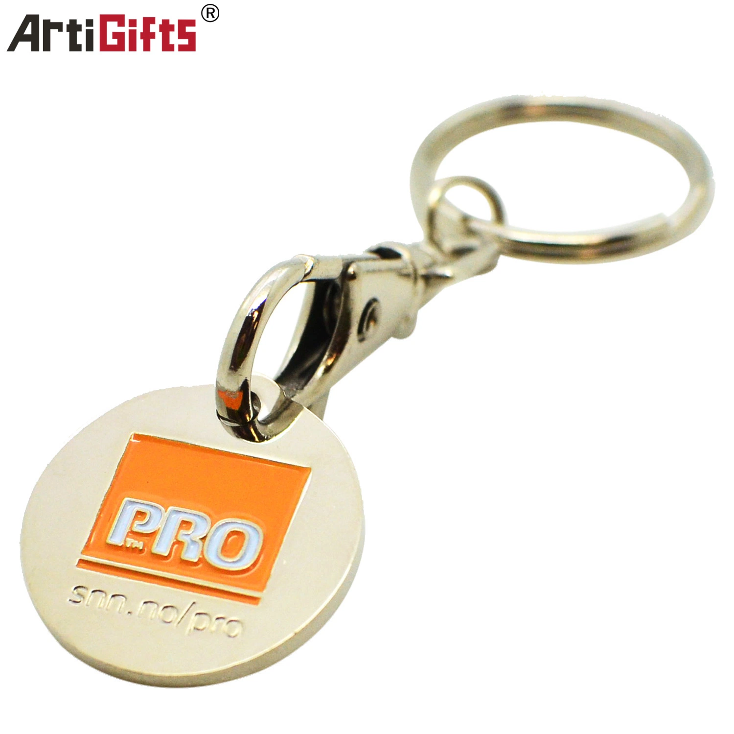 Supermarket Shopping Zinc Alloy Soft Enamel Coin Holder Metal Keychain