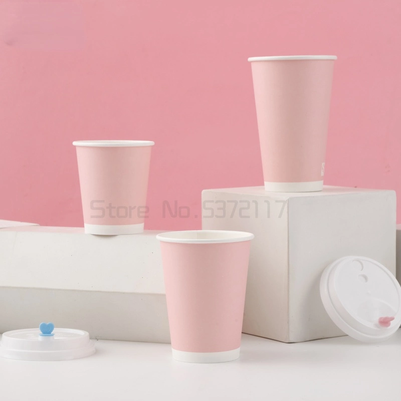 100PCS Net Red Pink/Blue Disposable Cups 14oz/16oz 400ml Milk Tea Coffee Juice Drinks Paper Cups Wedding Birthday Party Cup Wholesale/Supplier Customization