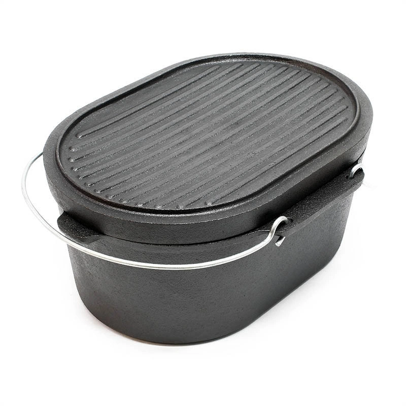 Venda quente Camping Panelas Preseasoned oval de Ferro Fundido Forno Holandês