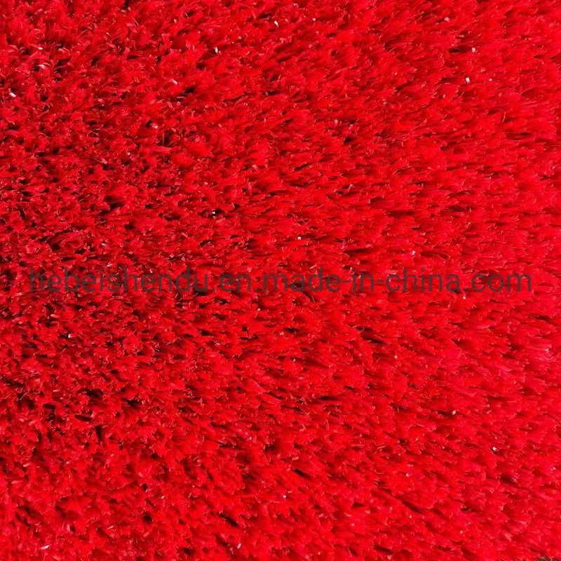 Faux en plastique vert jardin paysager de tapis de gazon artificiel Gazon synthétique de couleur rouge de l'herbe