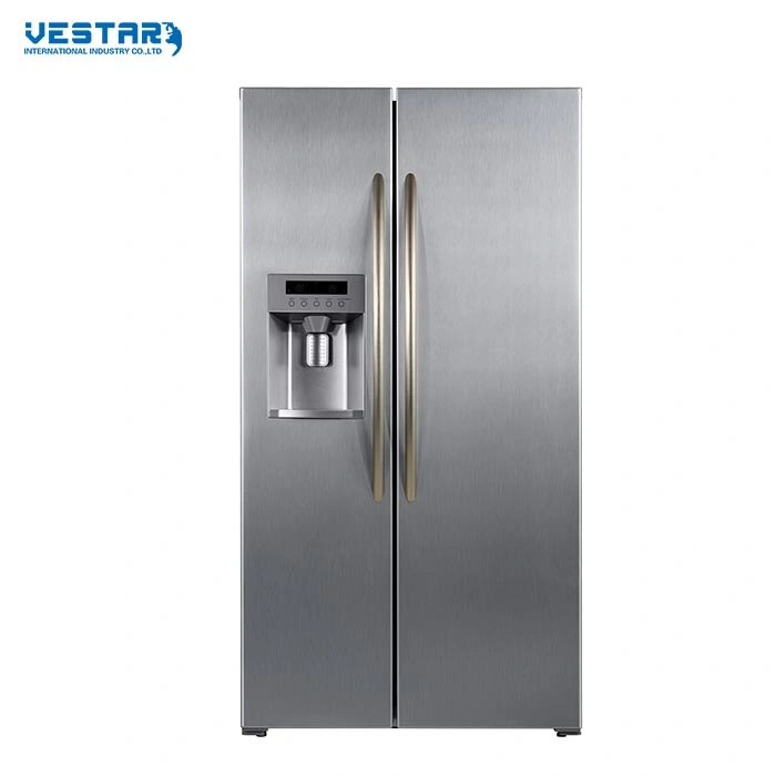 520L Home Use Stainless Steel Black Glass Door Optional No Frost Side by Side Fridges with Dispenser Ice M