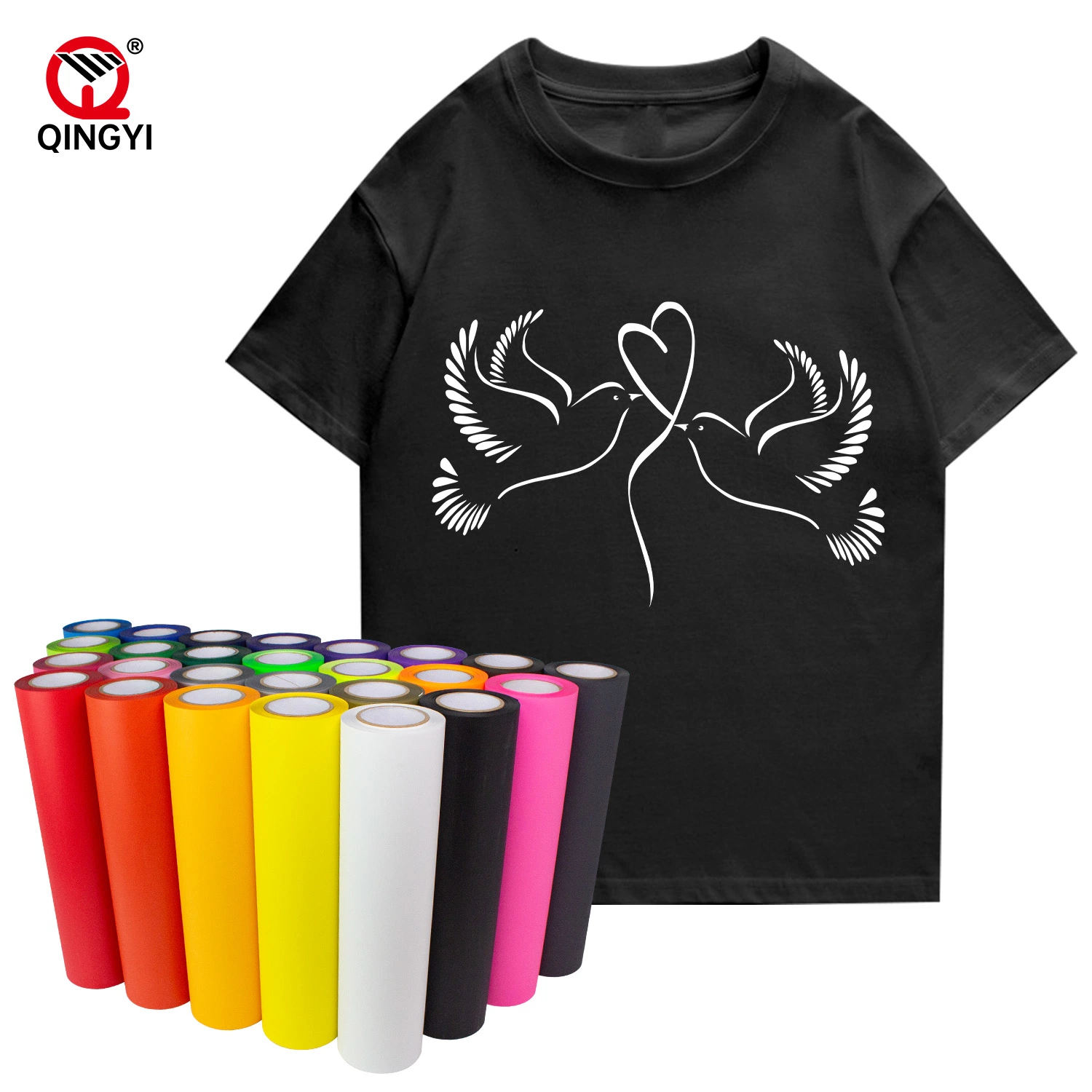 Prix de gros Utilisation courante Feuille de vinyle de transfert de chaleur en PU de différentes couleurs pour tissu en coton, T-shirt.