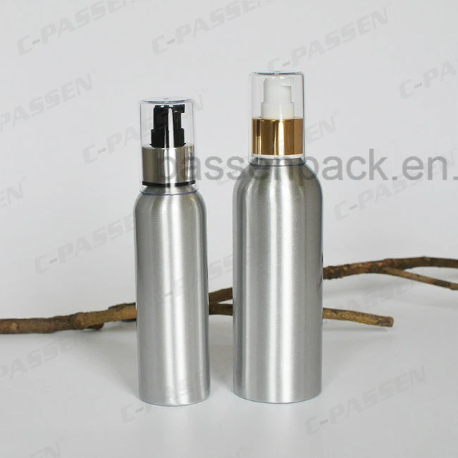 Silver Cosmetic Cream Packaging Bottle with Luxury Lotion Dispenser (PPC-ACB-056)