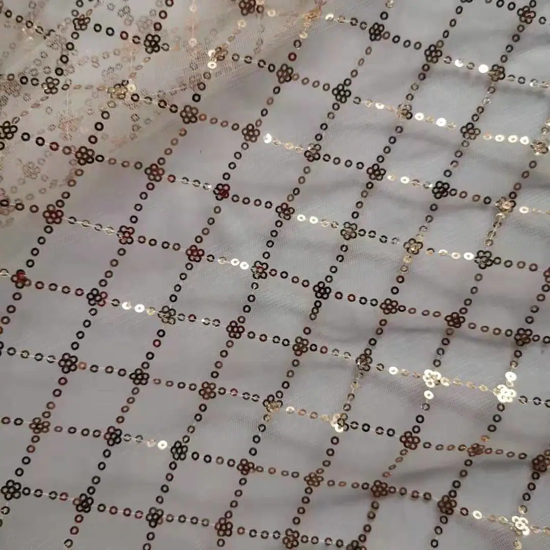 Hot Quality Shiny Colorful Sequins and Beaded Tulle Fabric Wholesale/Supplier Indian Sequin Fabric