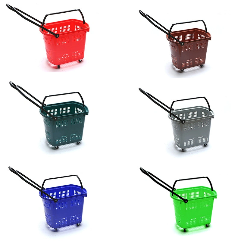 Plastic Shopping Basket with Wheels (JT-G02)