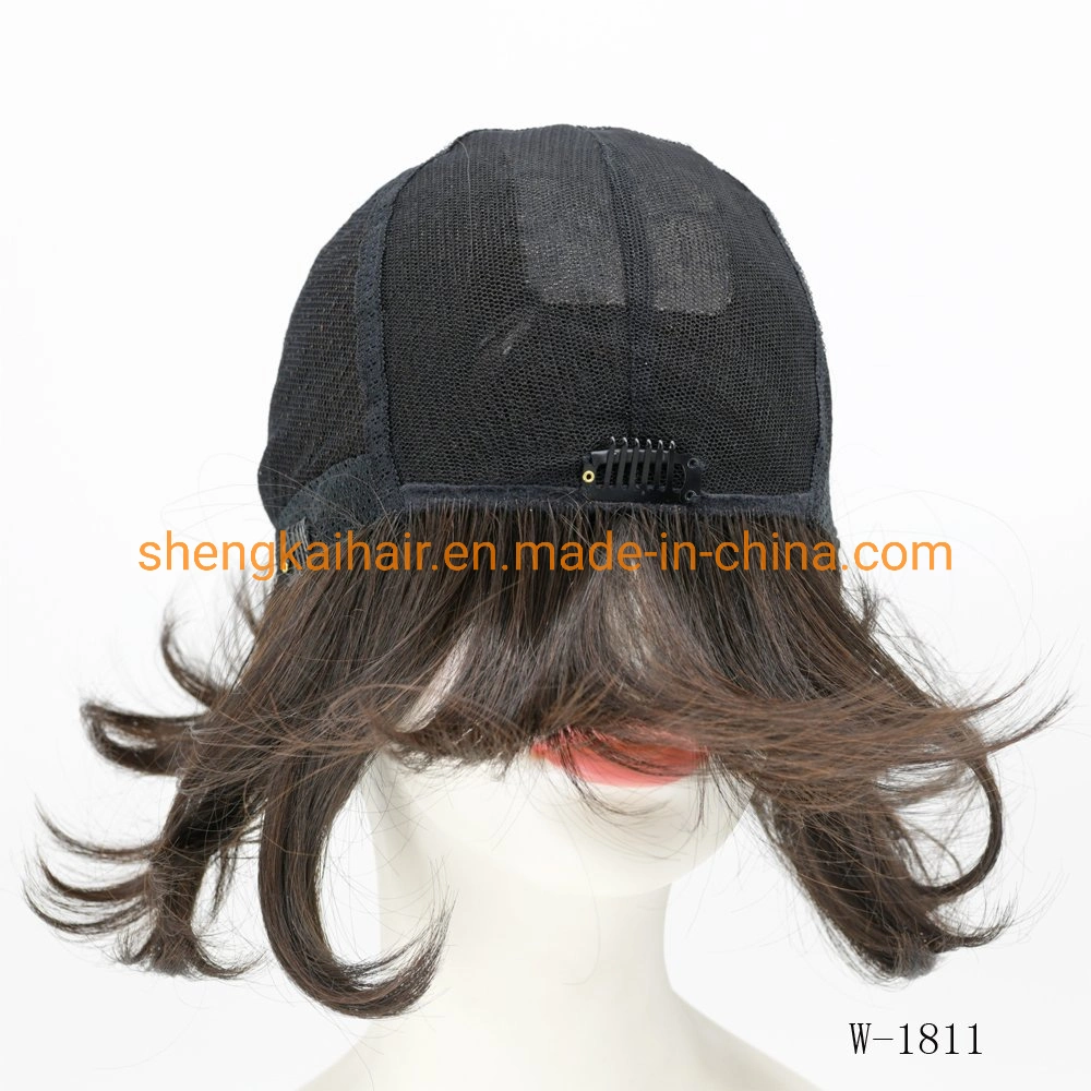 Wholesale/Supplier Good Quality Handtied Human Hair Synthetic Hair Mix Wig Hair for Ladies 556