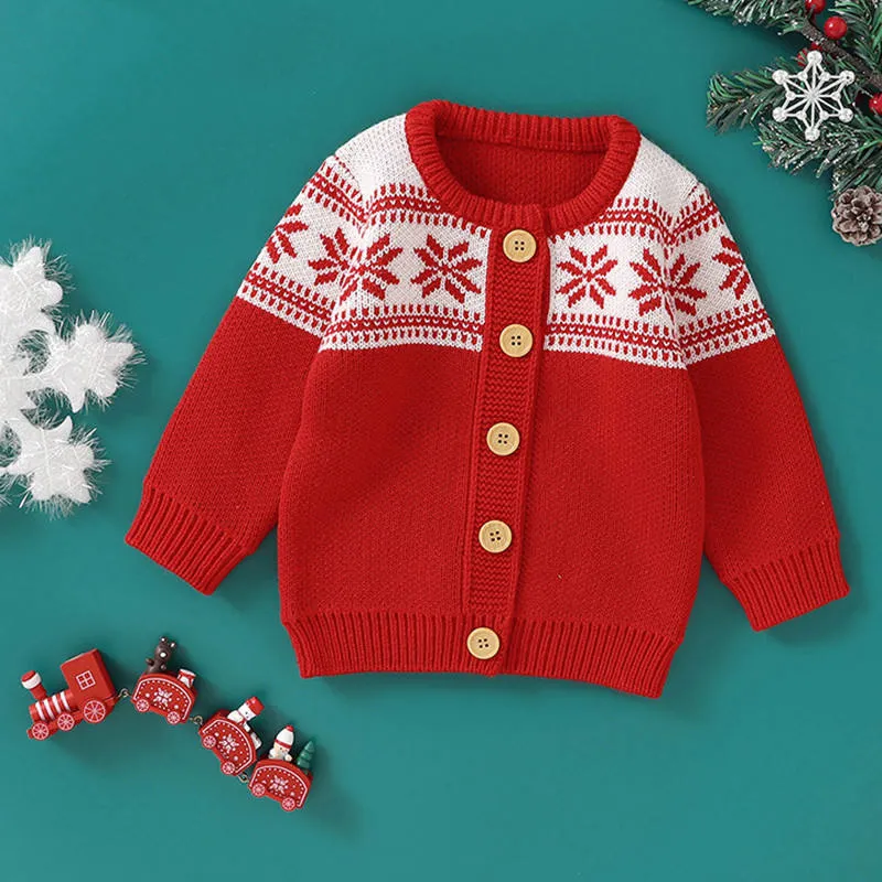 Autumn Christmas Knitted Cardigan Sweater Baby Children Clothing Kids Wear