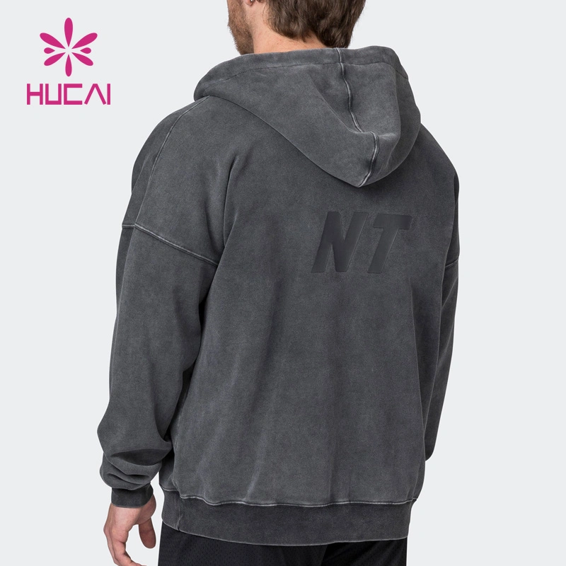 OEM Training Custom High Performance Heat-Transfer Logo Gym Clothes Manufacturer Cotton Mens Sports Gym Washed Jackets