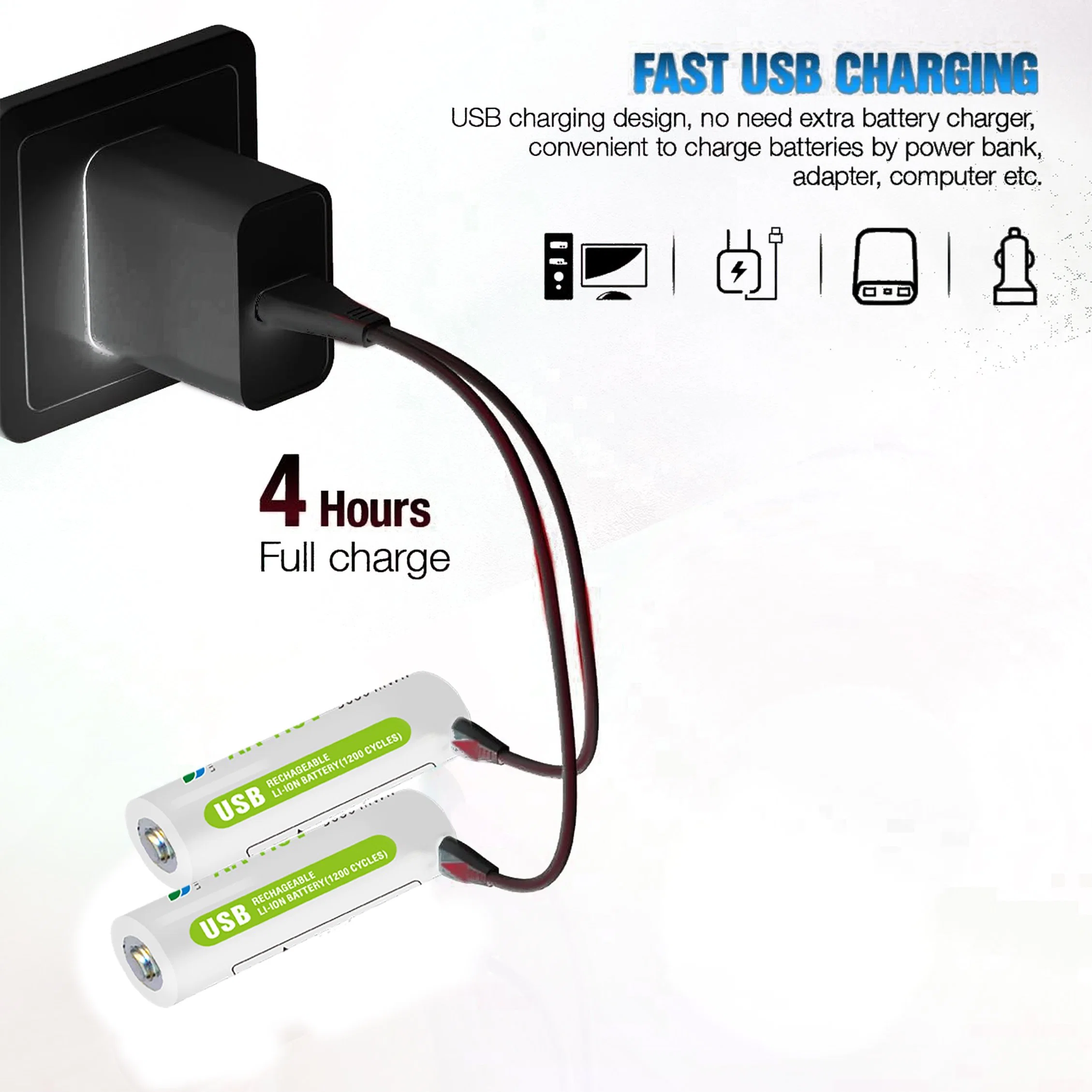 Batería recargable AA actualización USB Batería recargable de litio experto de la fábrica OEM
