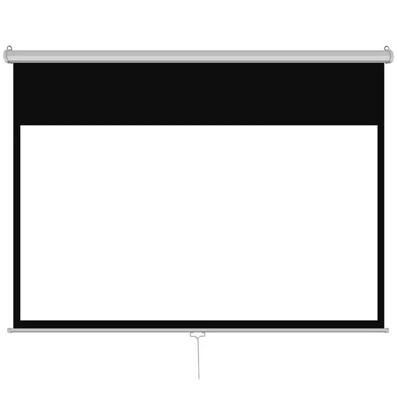 Manual Pull Down Projection Screen Office School Supply