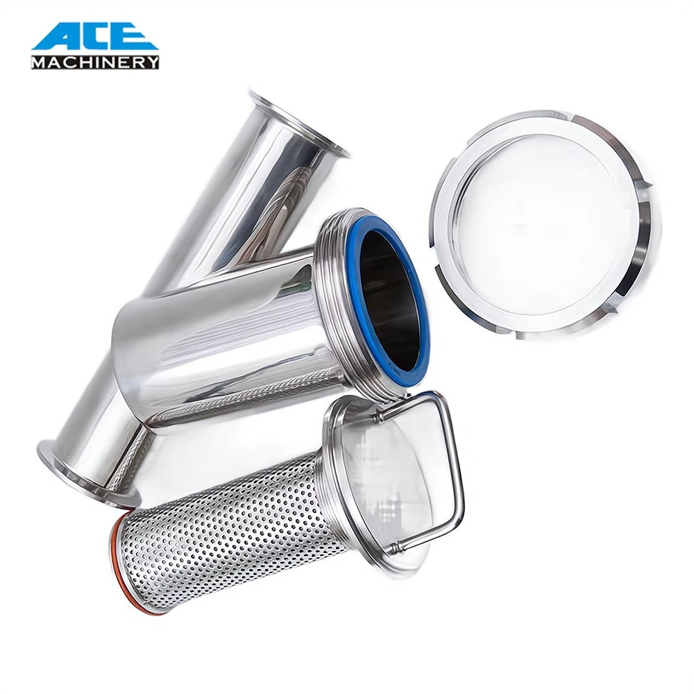 Factory Price Sanitary Stainless Steel SS304 SS316L Double Basket Bag Juice Filter Barrel Type Strainer