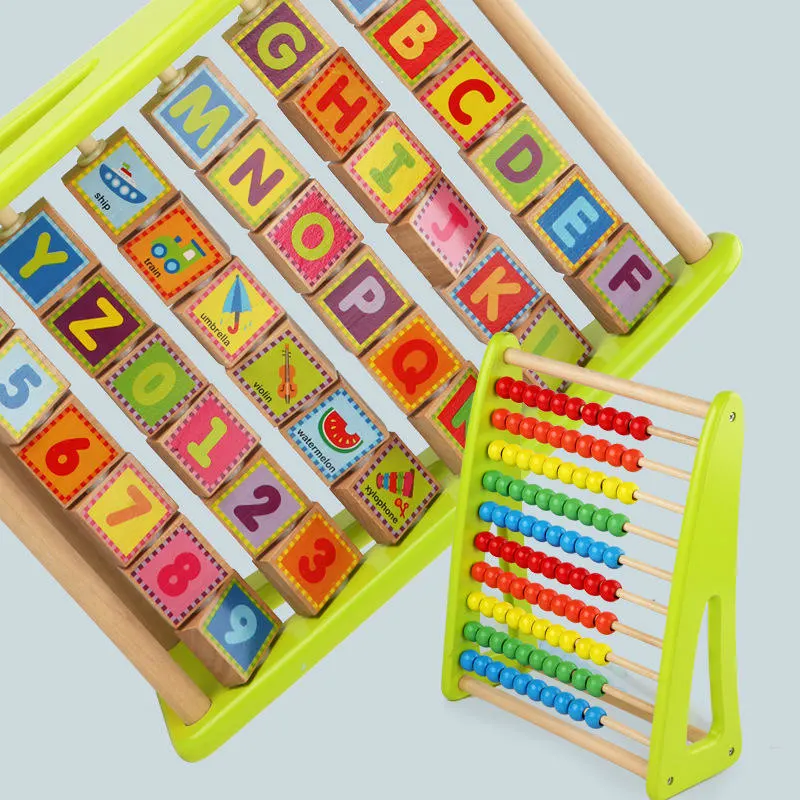 Woodenletters and Numbers Educational Cognitive Enlightenment Arithmetic Beads