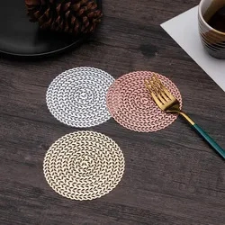 OEM Factory Custom Design Logo Snowflake Hollow PVC Bronzing Coaster Table Mat