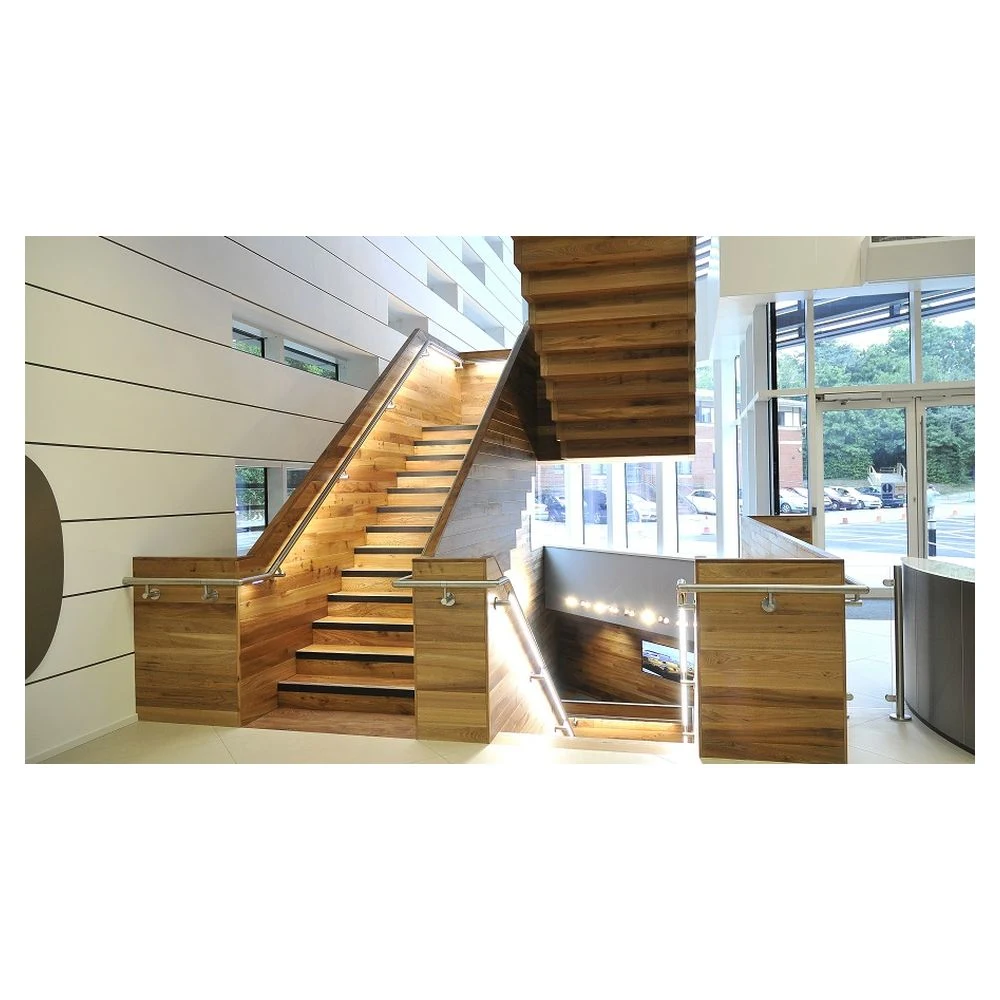 Prima Indoors and Outdoors Modern Design Steel Wood Prefabricated Straight Staircase