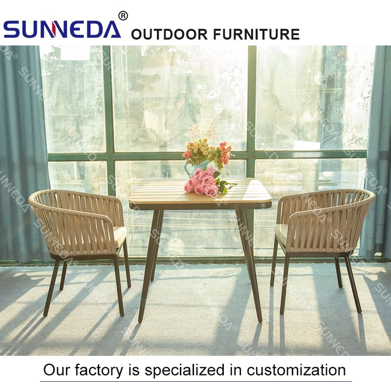 Commerce de gros de meubles de jardin en plein air plié de table et chaise en rotin Set bois plastique