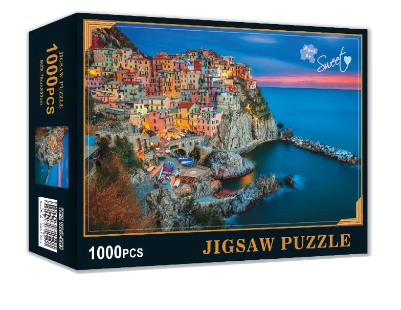 Una muestra gratis juego de papel 1000 promocional de piezas de rompecabezas Inteligent Toy 1500 piezas de puzzle de papel con el cuadro de Lid-Bottom