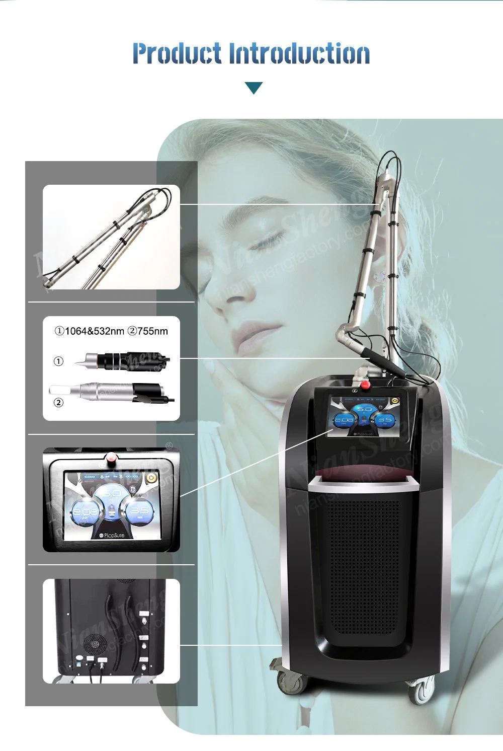 Vertical 2000W Picosecond Tattoo Removal Pigment Eliminate Beauty Device