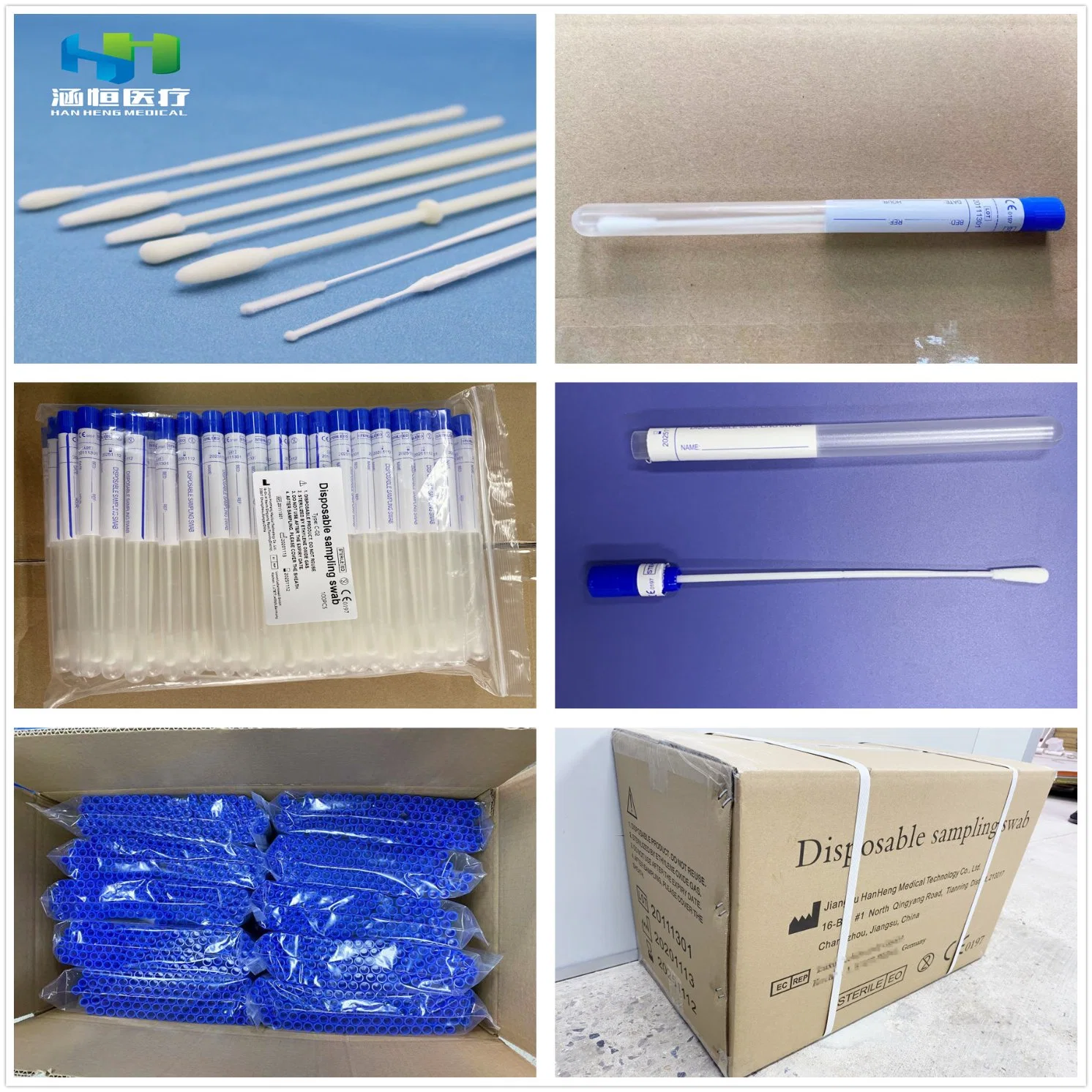 Virus Sampling Transfer Tube with Nasal Flocked Nylon Swab